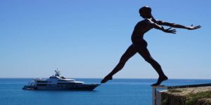 Super Yacht and statue